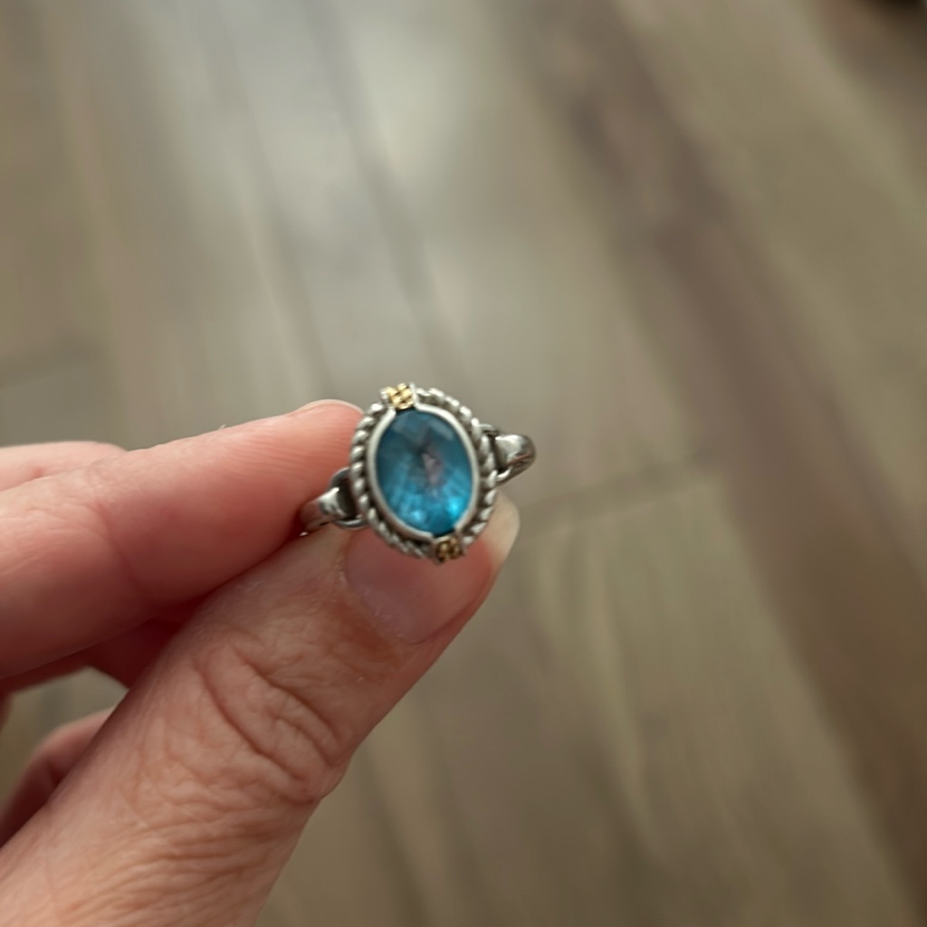 Aquamarine Ring 18k Gold And Sterling Silver By Lorenzo Jewelry